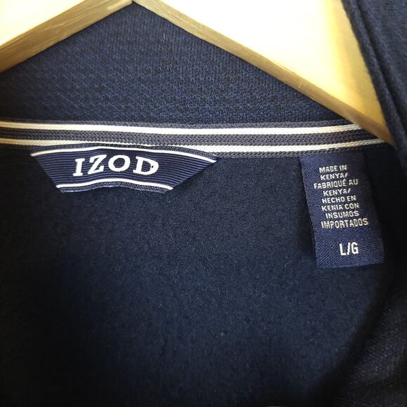 IZOD Men's Polyester Fleece Quarter Snap Lightweight Sweatshirt Large w/ Pockets - Picture 3 of 9